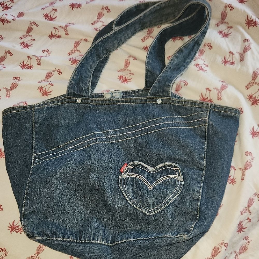 Denim Jeans Heart Tote Bag
